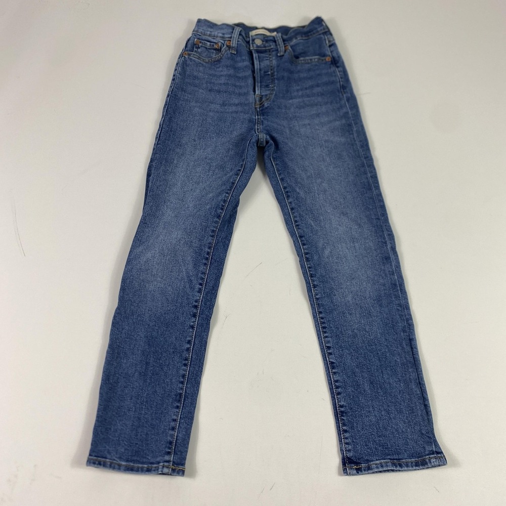 Levis Jeans Womens W25 L26 Blue Wedgie Straight High Rise Button Fly Denim‎